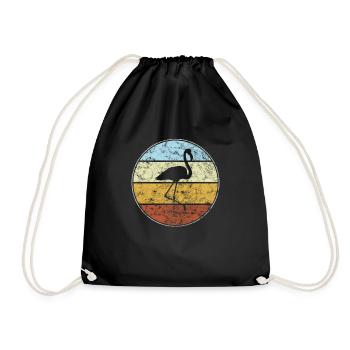 Flamant rose Rétro - Sac de sport léger - noir - Devant