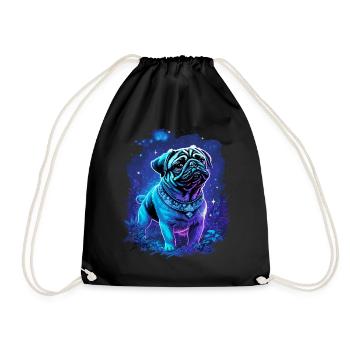 Mystical Cute Pug Dog - Drawstring Bag - black - Front