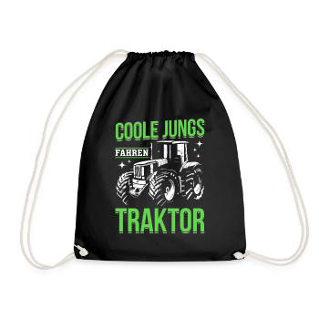 Coole Jungs fahren Traktor für jeden Traktorfan - Turnbeutel - Schwarz - Vorne