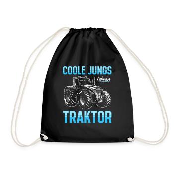Coole Jungs fahren Traktor für jeden Traktorfan - Turnbeutel - Schwarz - Vorne