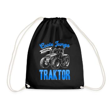 Coole Jungs fahren Traktor für jeden Traktorfan - Turnbeutel - Schwarz - Vorne