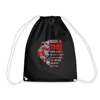 1992 Birthday Lion made in - Drawstring Bag - black - Front