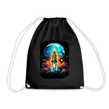 Space Weltraum Raumschiff Start Abheben Lift Off - Turnbeutel - Schwarz - Vorne