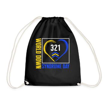 World Down Syndrome Day Shirt, 321 Three Arrows - Drawstring Bag - black - Front
