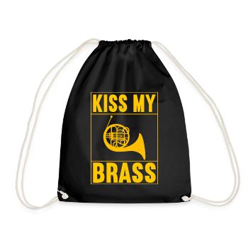 Horn Brass Instrument - Drawstring Bag - black - Front