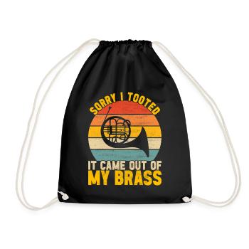 Horn Brass Instrument - Drawstring Bag - black - Front