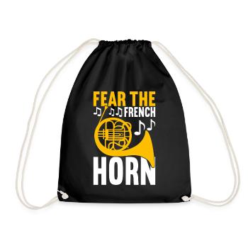 Horn Brass Instrument - Drawstring Bag - black - Front