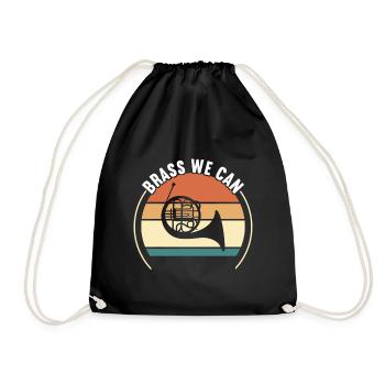 Horn Brass Instrument - Drawstring Bag - black - Front