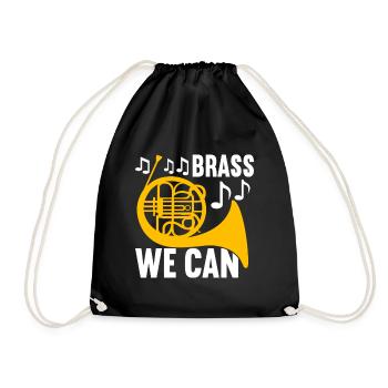 Horn Brass Instrument - Drawstring Bag - black - Front