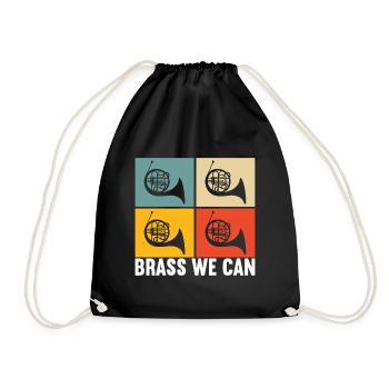 Horn Brass Instrument - Drawstring Bag - black - Front