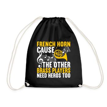 Horn Brass Instrument - Drawstring Bag - black - Front