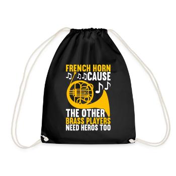 Horn Brass Instrument - Drawstring Bag - black - Front