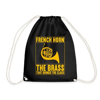 Horn Brass Instrument - Drawstring Bag - black - Front