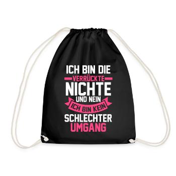 Nichte - Turnbeutel - Schwarz - Vorne