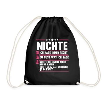 Nichte - Turnbeutel - Schwarz - Vorne