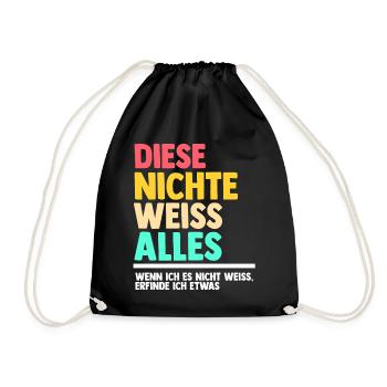 Nichte - Turnbeutel - Schwarz - Vorne