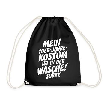 70er Jahre Kostüm Ist In Der Wäsche 70s Party 70er - Turnbeutel - Schwarz - Vorne