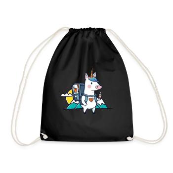 Unicorn as Geocacher - Geocaching Geocacher - Drawstring Bag - black - Front