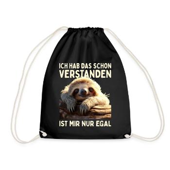 Hab Das Schon Verstanden Ist Mir Nur Egal Faultier - Turnbeutel - Schwarz - Vorne