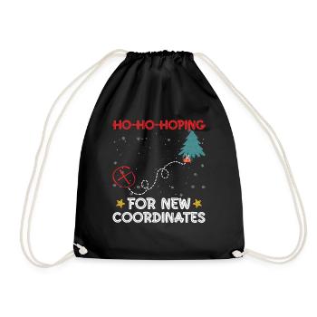 Ho-Ho-Hoping for new coordinates - Geocaching - Drawstring Bag - black - Front