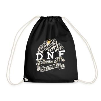 DNF Follows Me Everywhere - Geocaching Geocacher - Turnbeutel - Schwarz - Vorne
