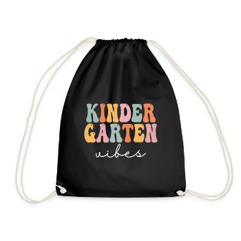 Kindergarten Vibes Retro Groovy Vintage Erster Tag - Turnbeutel - Schwarz - Vorne