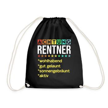 Achtung Rentner Lustige Renten Sprüche Rente Motiv - Turnbeutel - Schwarz - Vorne