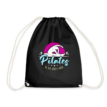 Pilates Is My Happy Hour Meditation Pilates Class - Drawstring Bag - black - Front
