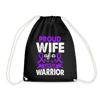 Wife of Lupus Warrior Awareness Month Purple - Drawstring Bag - black - Front