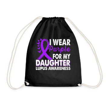 Wear purple for the month of the - Drawstring Bag - black - Front
