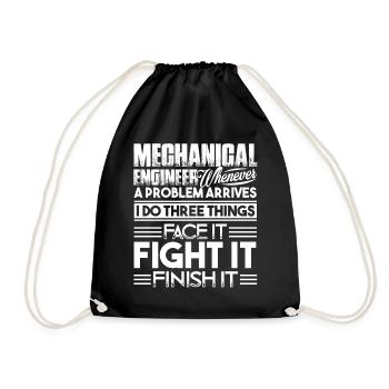 Mechanical Engineer Solves Problem - Drawstring Bag - black - Front