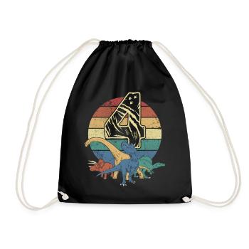 Dinosaure 4 ans cadeau 4ème anniversaire rétro - Sac de sport léger - noir - Devant