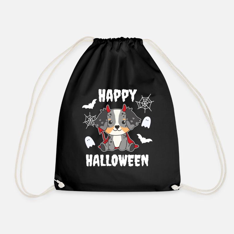 Australian Shepherd Happy Halloween Teufel - Turnbeutel - Schwarz