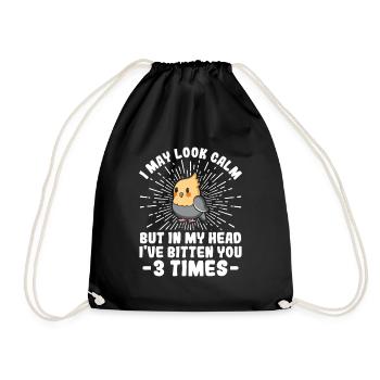 May Look Calm Bitten You - Cockatiel - Drawstring Bag - black - Front