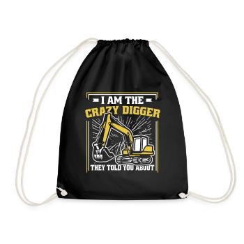 I'm The Crazy Digger Seilbagger Raupenbagger - Turnbeutel - Schwarz - Vorne