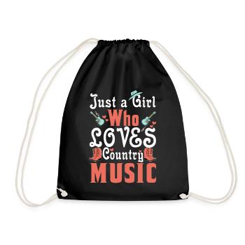 Just a girl who loves country music - Drawstring Bag - black - Front