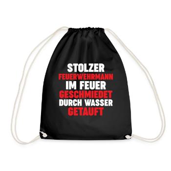 Feuerwehrmann Feuerwehr - Turnbeutel - Schwarz - Vorne
