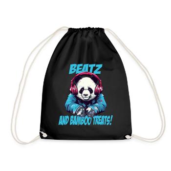 Panda DJ - Turnbeutel - Schwarz - Vorne