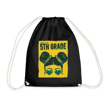 Bonjour 5th Grade Messy Bun Girls Cute Heart Back - Sac de sport léger - noir - Devant