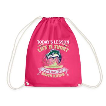 Fishing Kayak Paddling - Drawstring Bag - fuchsia - Front