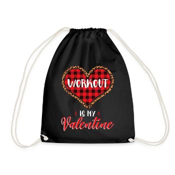 Workout ist My Valentine Leopard Büffel Plaid - Turnbeutel - Schwarz - Vorne
