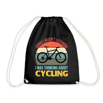 Sorry I wasn't listening I was thinking cycling - Drawstring Bag - black - Front
