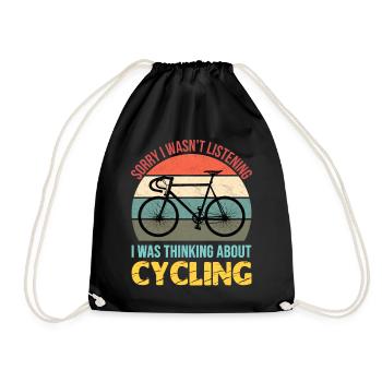 Sorry I wasn't listening I was thinking cycling - Drawstring Bag - black - Front