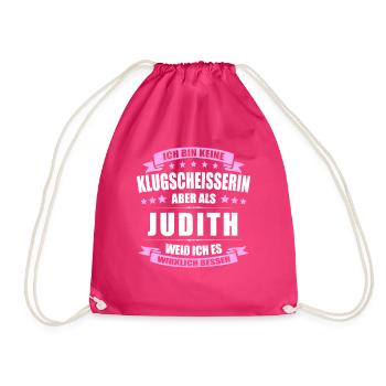 Name Judith Vorname Klugscheisserin Namenstag - Turnbeutel - Fuchsia - Vorne