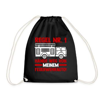 Feuerwehrauto Feuerwehrmann Feuerwehr - Turnbeutel - Schwarz - Vorne