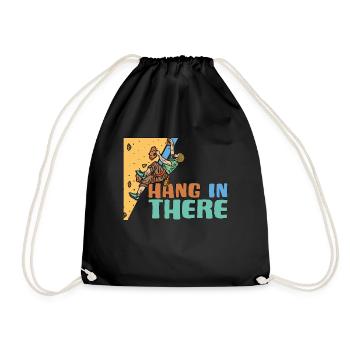 Rock Climbing Hang In There Mountain Sport Climber - Drawstring Bag - black - Front