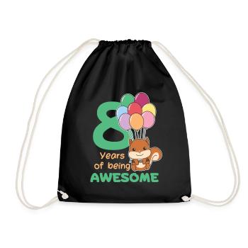 Squirrel for 8th birthday children eight years - Drawstring Bag - black - Front