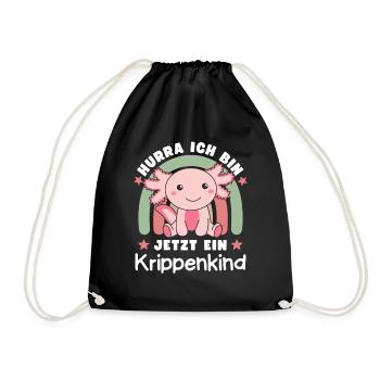 Hier Kommt Ein Krippenkind Axolotl - Turnbeutel - Schwarz - Vorne