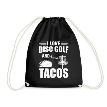 I Love Disc Golf And Tacos - Disc Golf Player Disc - Turnbeutel - Schwarz - Vorne