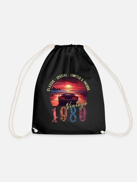 Vintage 1980 Geburtstag Synthwave Geburtsjahr 1980 - Turnbeutel - Schwarz